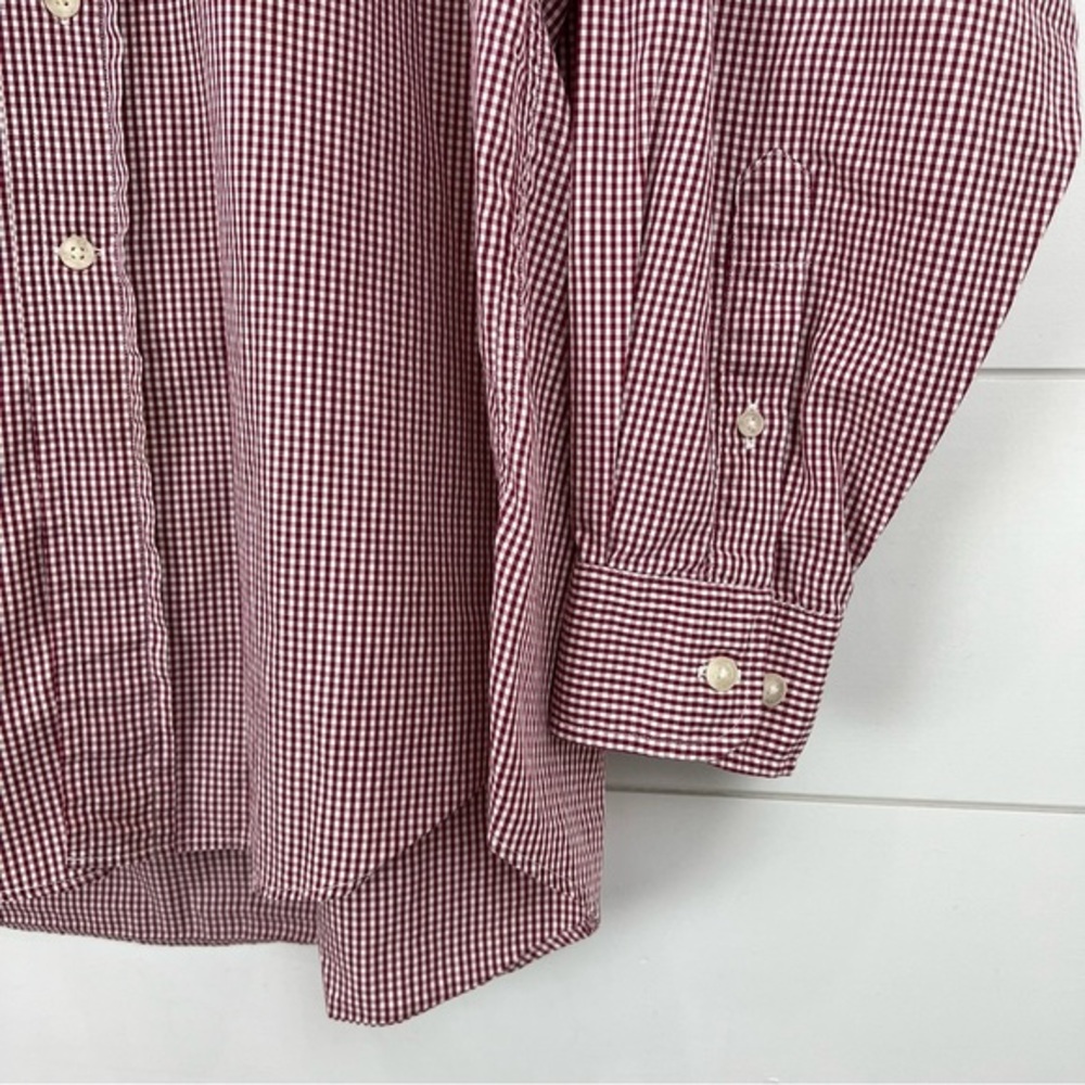 Faconnable Large Gingham Button Cotton Shirt - image 5